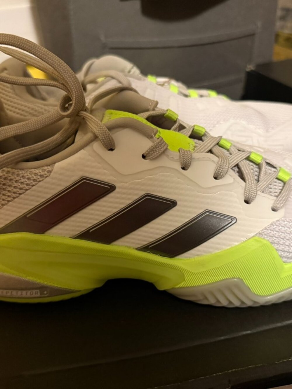 NWT Adidas Barricade 13 Tennis Shoes Women's 8 / Men's 6.5 White Neon - Picture 5 of 7
